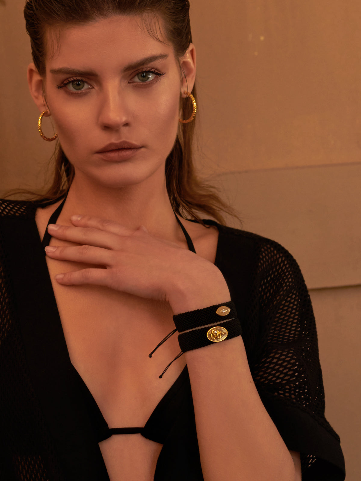 NERIDA HANDLOOMED BRACELET LATTE ENAMELED