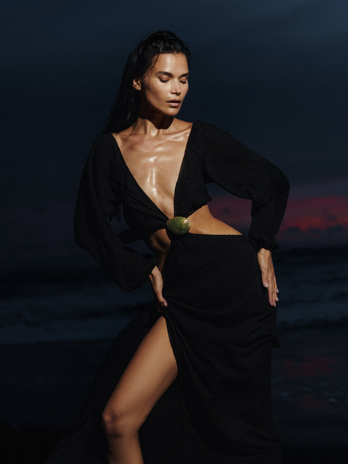 NAXOS DRESS with SEA SHELL BROOCH