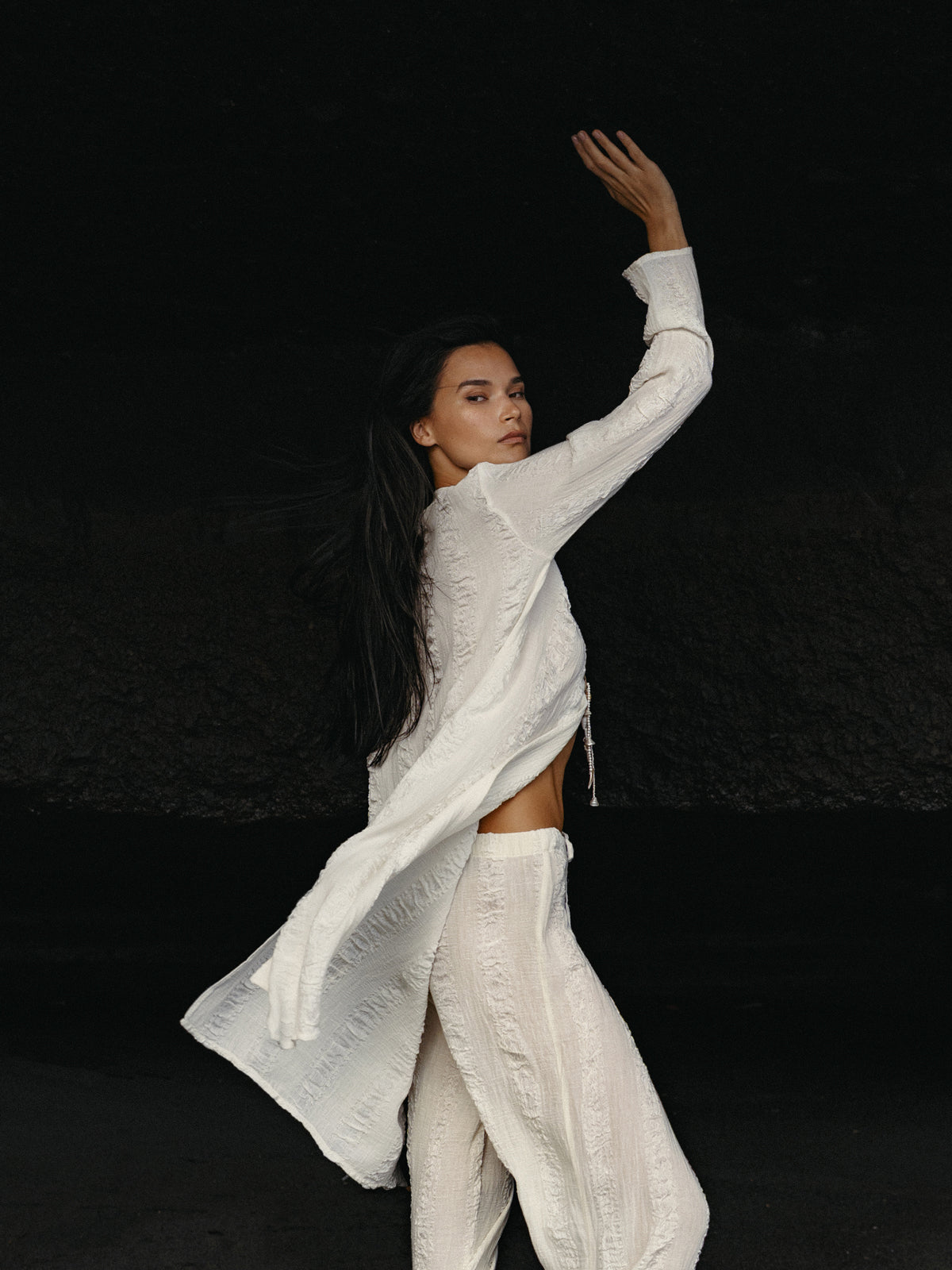 SEMIRAMIS LONG KAFTAN with SEA SHELL BROOCH