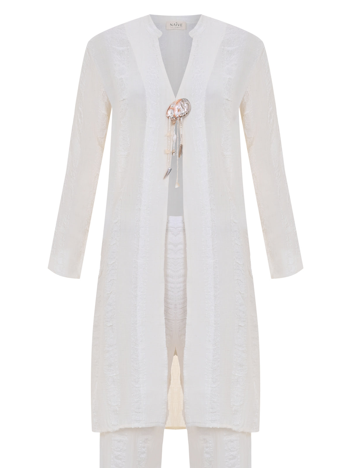 SEMIRAMIS LONG KAFTAN with SEA SHELL BROOCH